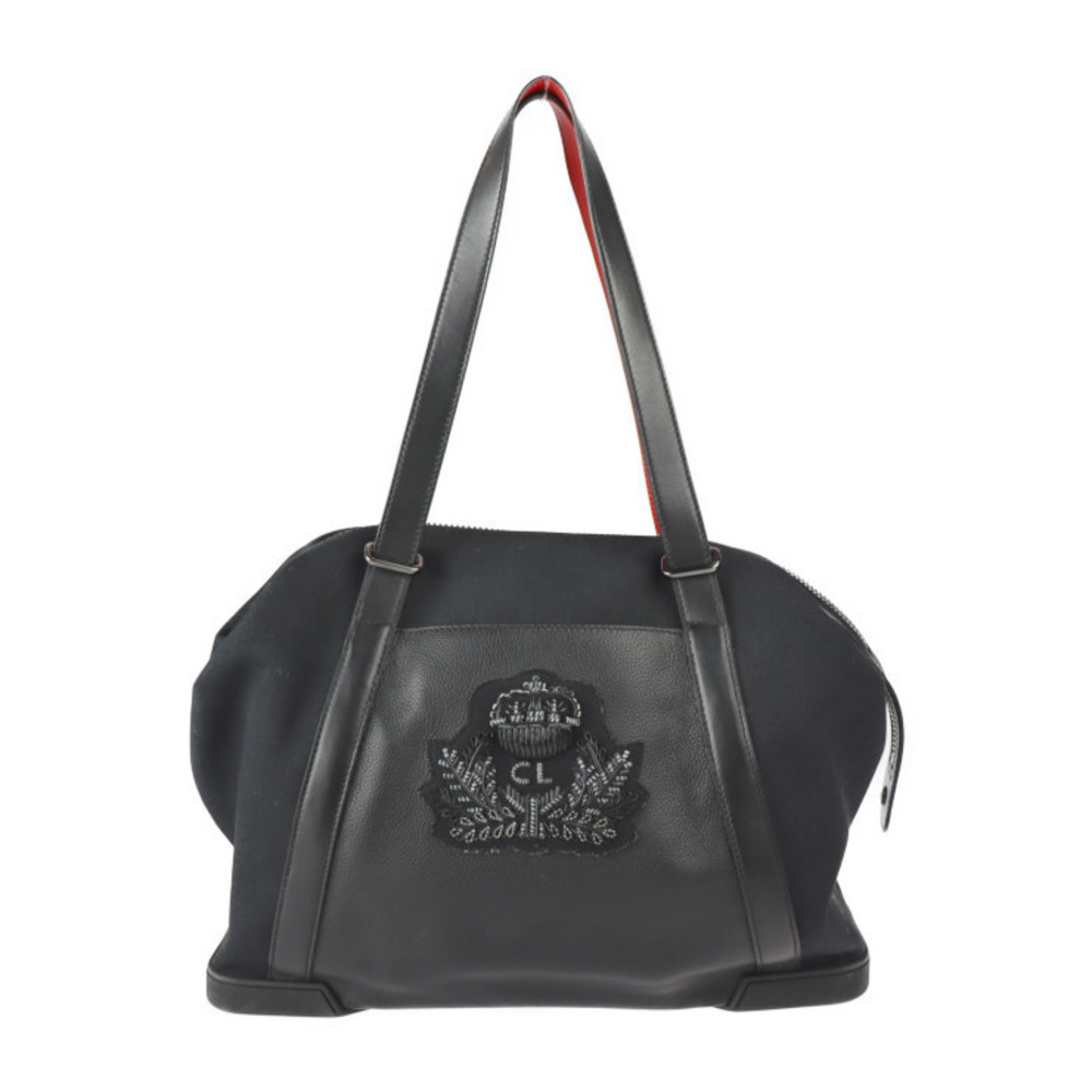Christian Louboutin Bagdamon Bag Shoulder Bag Canvas Leather Black Red